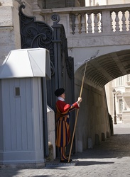 Swiss Guard at St. Peter/Basilica in Vatican City in Rome