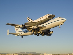 Space Shuttle Carried by Boeing 747 Aircraft
