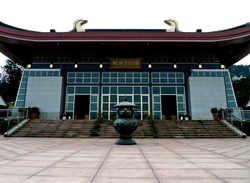 Harmonious balance in the architecture of a Buddhist temple in New Taipei, Taiwan