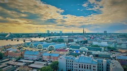 A view across old town of Riga, Latvia.