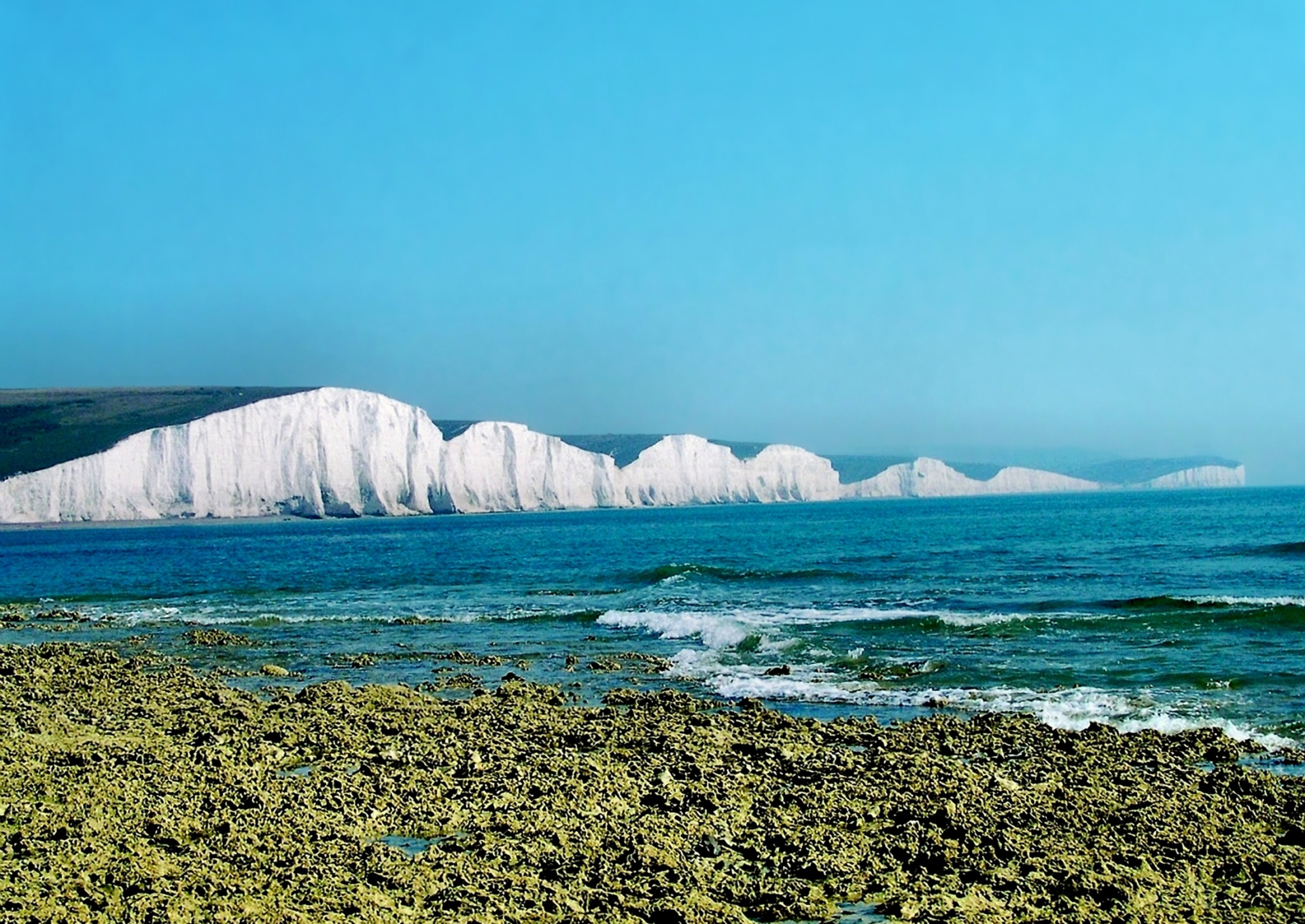 The Seven Sisters row of chalk cliffs, East Sussex, England