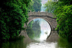 Arched Bridge in peaceful park