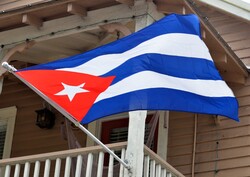 Cuban Flag at local restaurant Florida, USA.