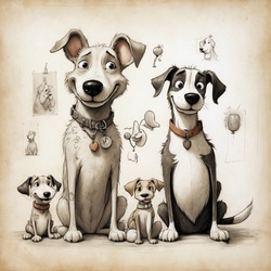 Cartoon sketch of dogs