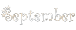 WordArt with the word SEPTEMBER stylized in beige gradient on a transparent background for scrapbooking or others