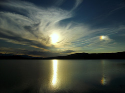 Sunset over the Ogosta dam in Bulgaria