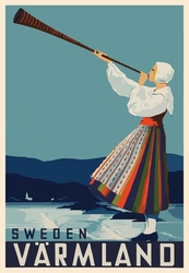 Sweden Travel Poster Vintage