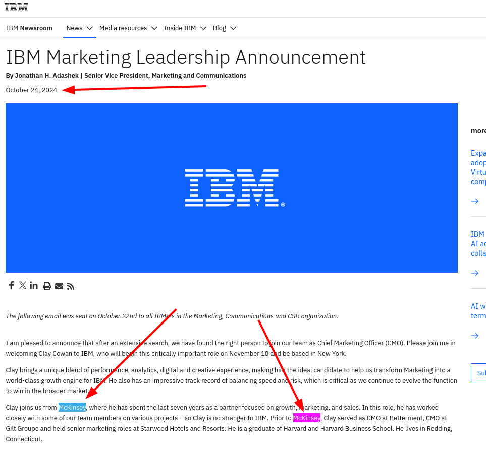 IBM Marketing Leadership Announcement