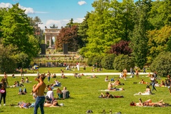 Young people resting in the park