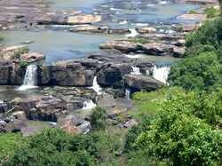 Set of small waterfalls on Umgeni River, just below Howick Falls