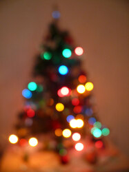 Blurred Christmas tree with lights