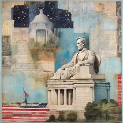 Mixed media illustration of Abraham Lincoln