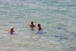 Ladies swimming in the ocean