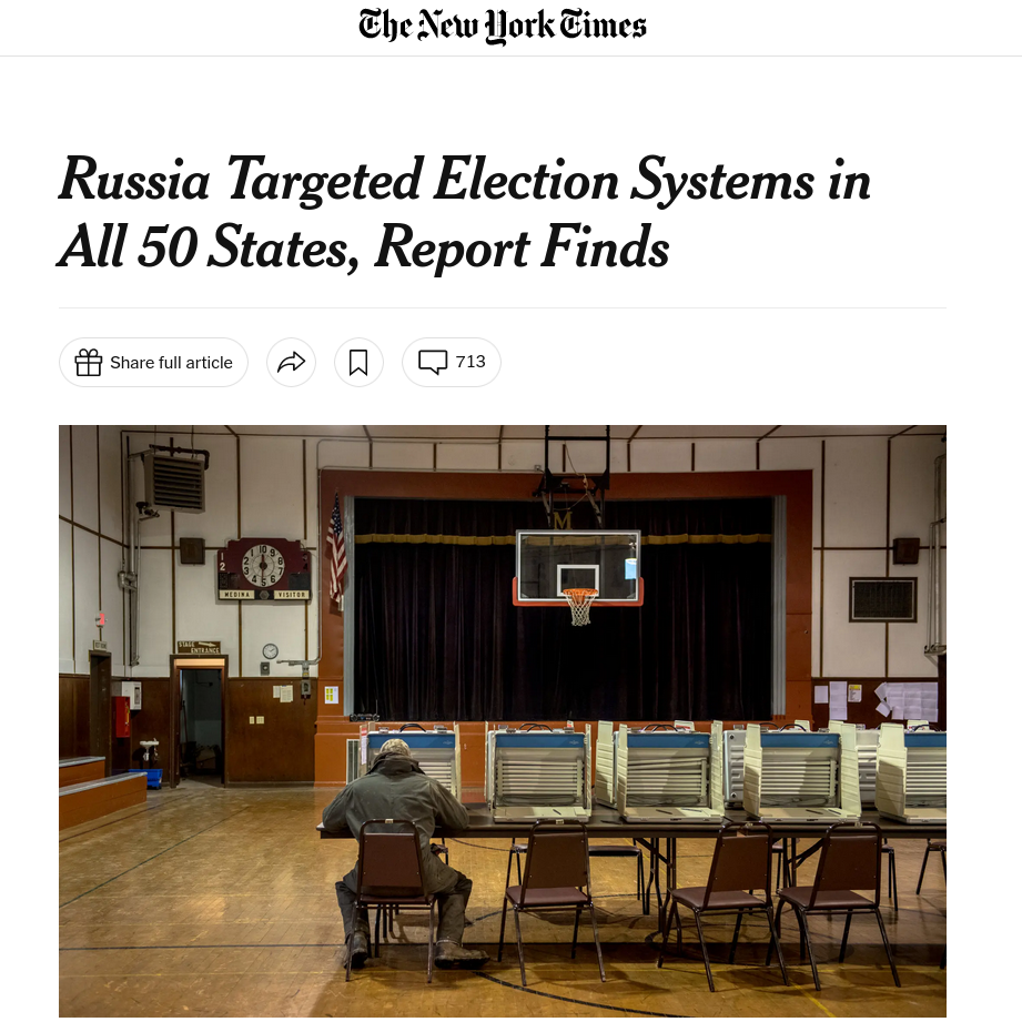 Russia Targeted Election Systems in All 50 States, Report Finds