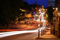 Traffic at night in Harrogate town centre