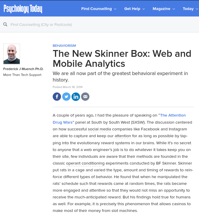 The New Skinner Box: Web and Mobile Analytics 