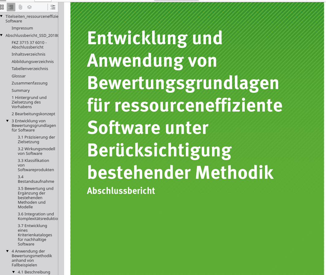 Entwicklung und Anwendung von Bewertungsgrundlagen für ressourceneffiziente Software unter Berücksichtigung bestehender Methodik