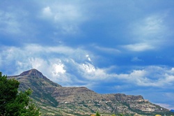 Mountain and overcast sky