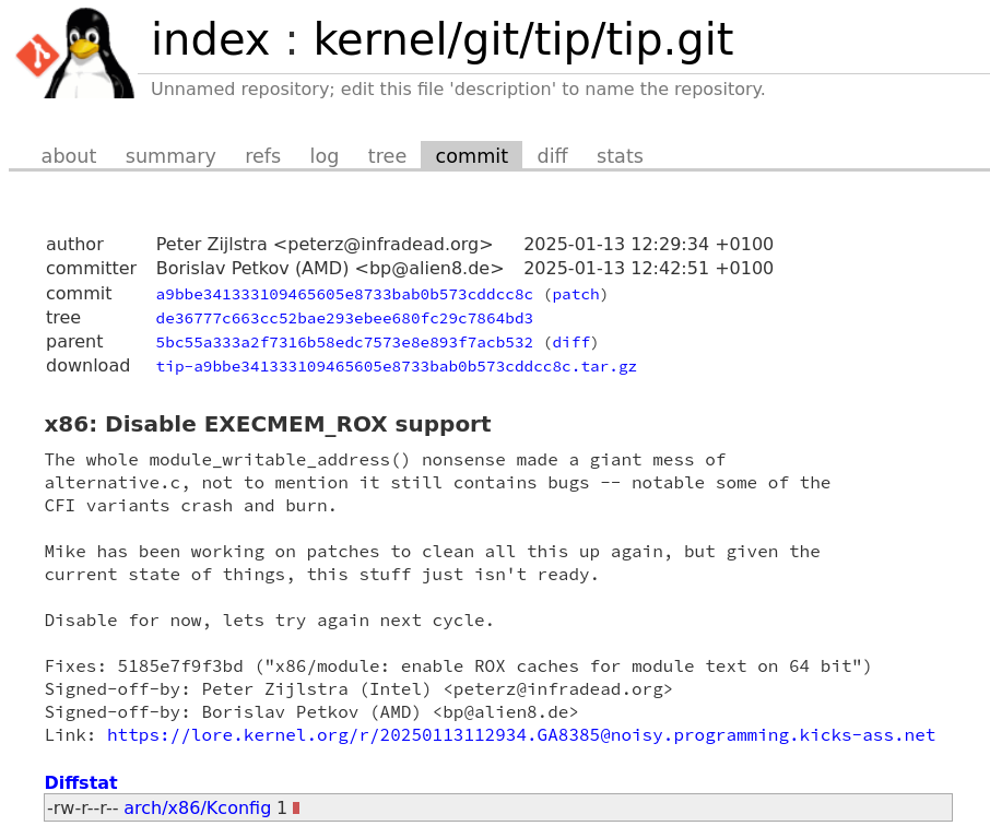 x86: Disable EXECMEM_ROX support