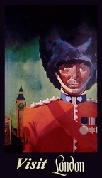 Modern remix of a vintage visit London travel poster