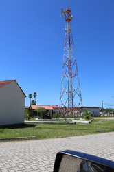 Transmission tower of a small Brazilian city seen from inside the car