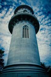 Washington Tower in Mount Auburn Cemetery in blue tint, Boston