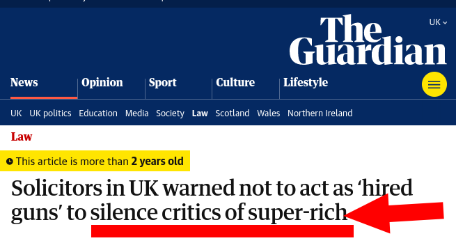 Solicitors in UK warned not to act as ‘hired guns’ to silence critics of super-rich