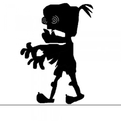 Zombie black silhouette on white