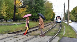 Couple, Lovers, Street, City, Tram