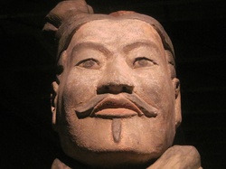 Replica of face of ancient chinese warrior