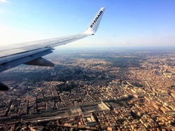 A view from a Ryanair flight over Rome and Vatican City