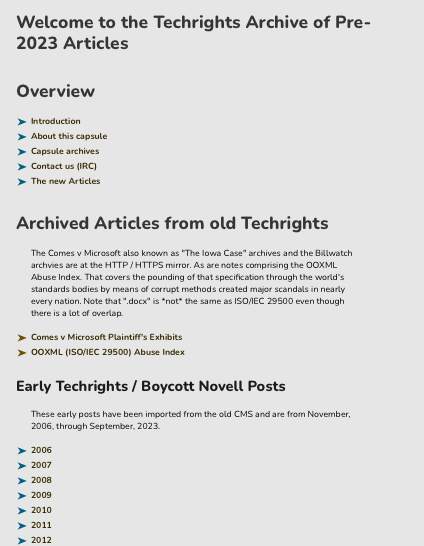 Welcome to the Techrights Archive of Pre-2023 Articles