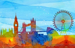 Various Watercolor Papers in Abstract, Floral, Landscape, London Scenes, Etc.