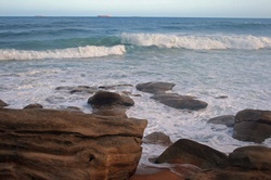 Waves rolling towards the shore
