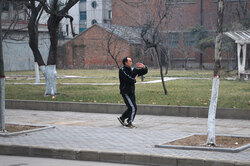 Man doing tai chi exercise