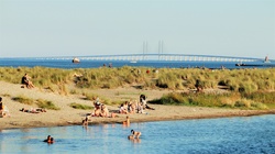 Armager beach park with view of Oresund bridge, Copenhagen