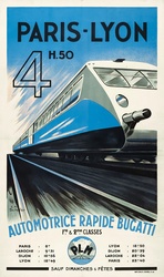 Vintage Rail Poster Advertising Paris to Lyon
