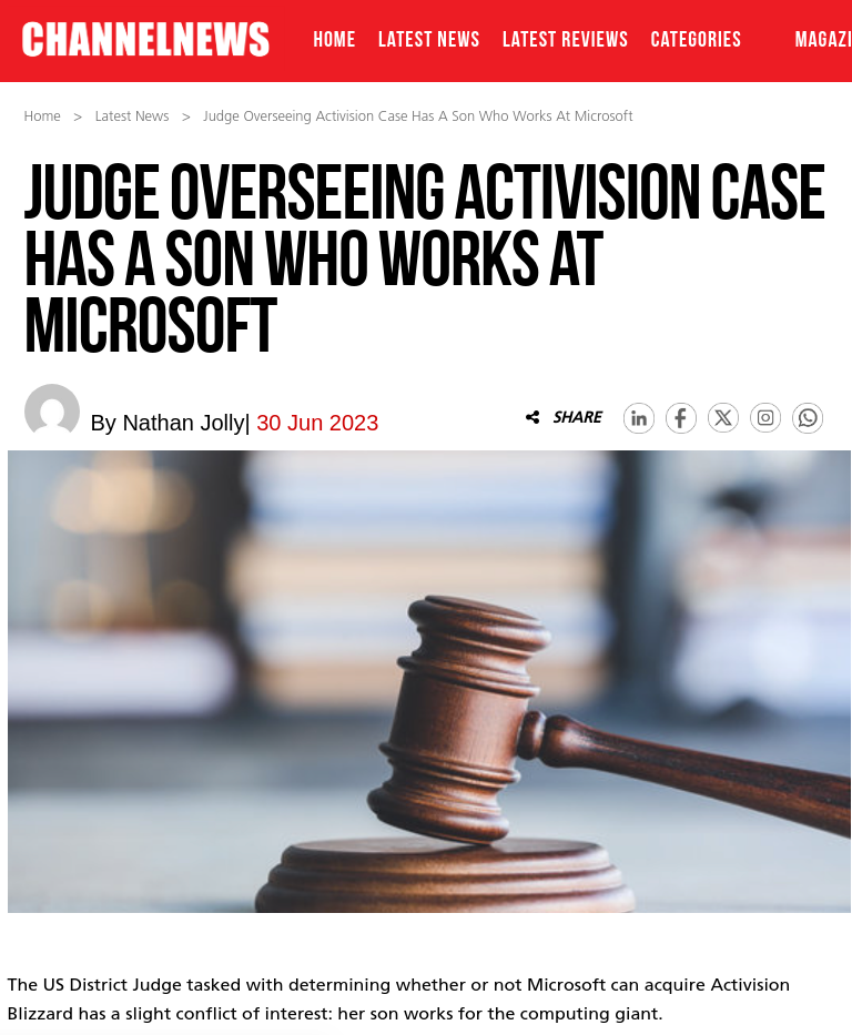 Judge Overseeing Activision Case Has A Son Who Works At Microsoft