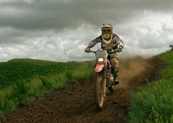Biker on a motocross dirt track