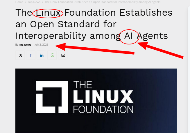 The Linux Foundation Establishes an Open Standard for Interoperability among AI Agents