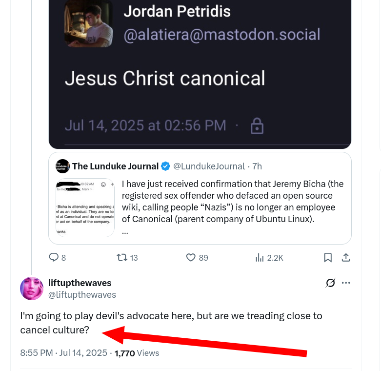 I'm going to play devil's advocate here, but are we treading close to cancel culture?