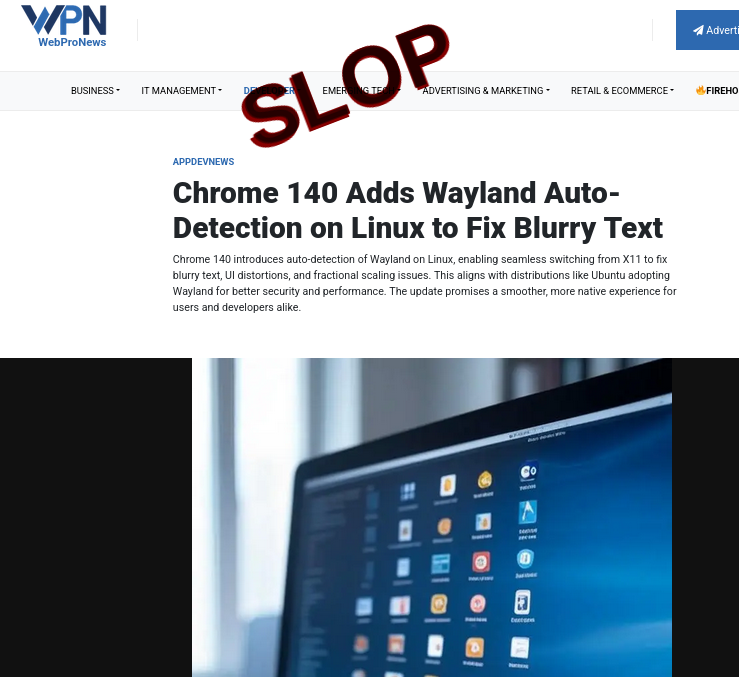 Slop or fake: Chrome 140 Adds Wayland Auto-Detection on Linux to Fix Blurry Text