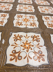 Close up of old floor tile pattern
