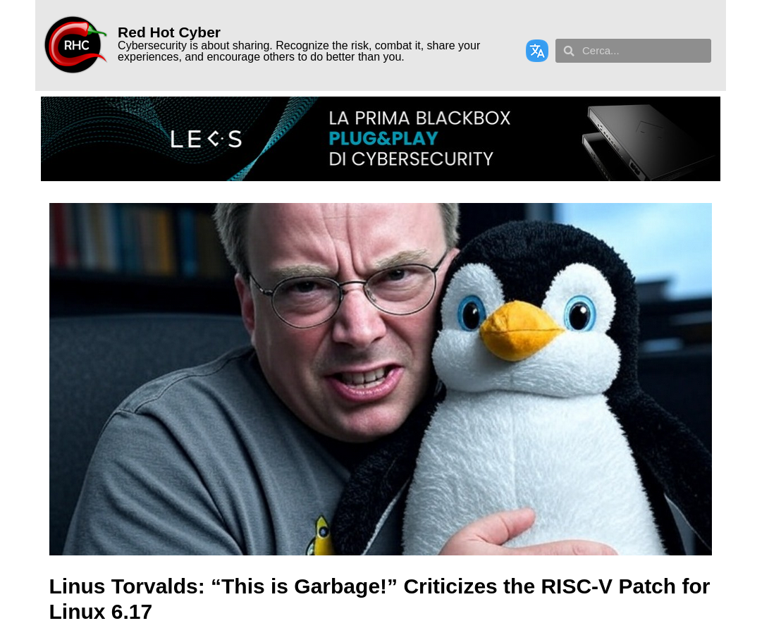 Linus Torvalds: “This is Garbage!” Criticizes the RISC-V Patch for Linux 6.17