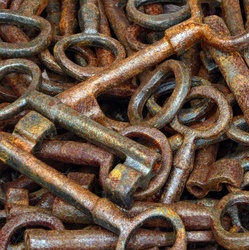 Background of pile of rusty keys