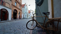 A bicycle in front of The