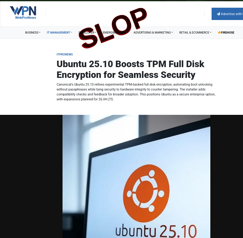 Slop or fake: Ubuntu 25.10 Boosts TPM Full Disk Encryption for Seamless Security