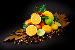 A selection of autumn products on black background