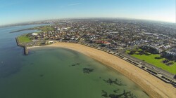Aerial beach scene Williamstown Victoria Australia