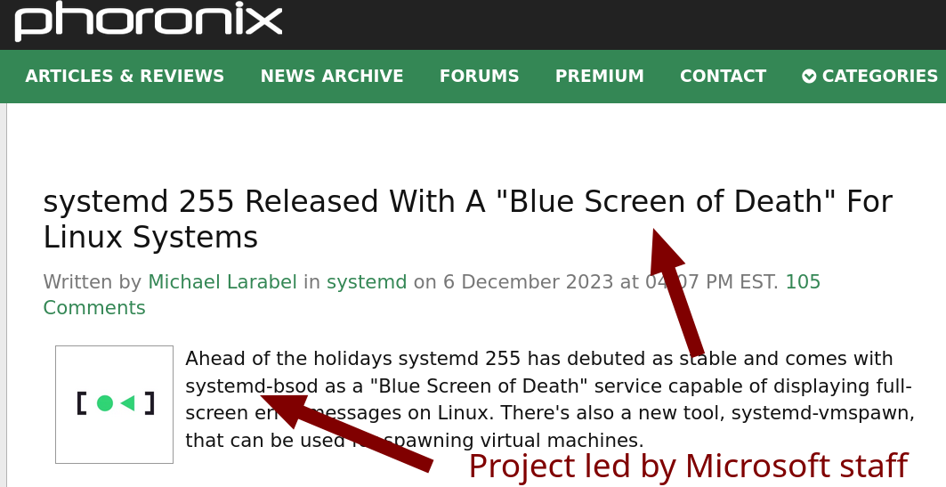 systemd-bsod: Project led by Microsoft staff